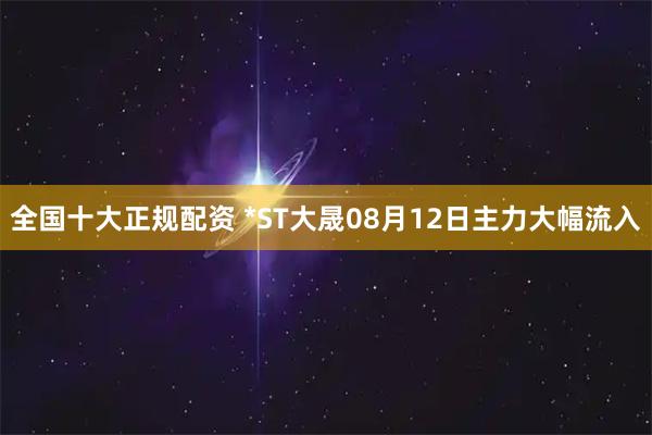 全国十大正规配资 *ST大晟08月12日主力大幅流入